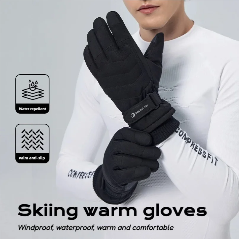 

Waterproof Windproof Thermal Ski Gloves Warm Fleece Lined Touch Screen Anti Slip for Snowboard Motorcycle Cycling Men Women