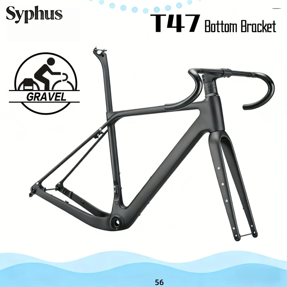 

Syphus Carbon Gravel Bike Frame Fully Hidden Cable Carbon Frame700*50C Gravel Disc Brake Carbon MTB Road Bicycle Frame