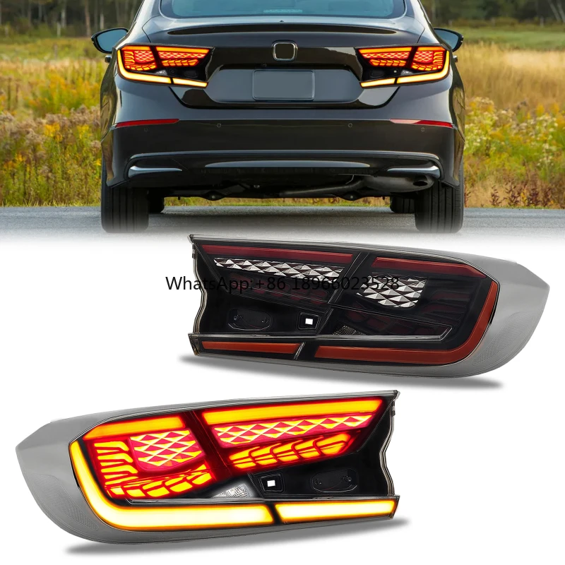 led taillights for Honda Accord 10th 2018-2022 smoked dynamic turn signal reverse brake running lights rear lamp