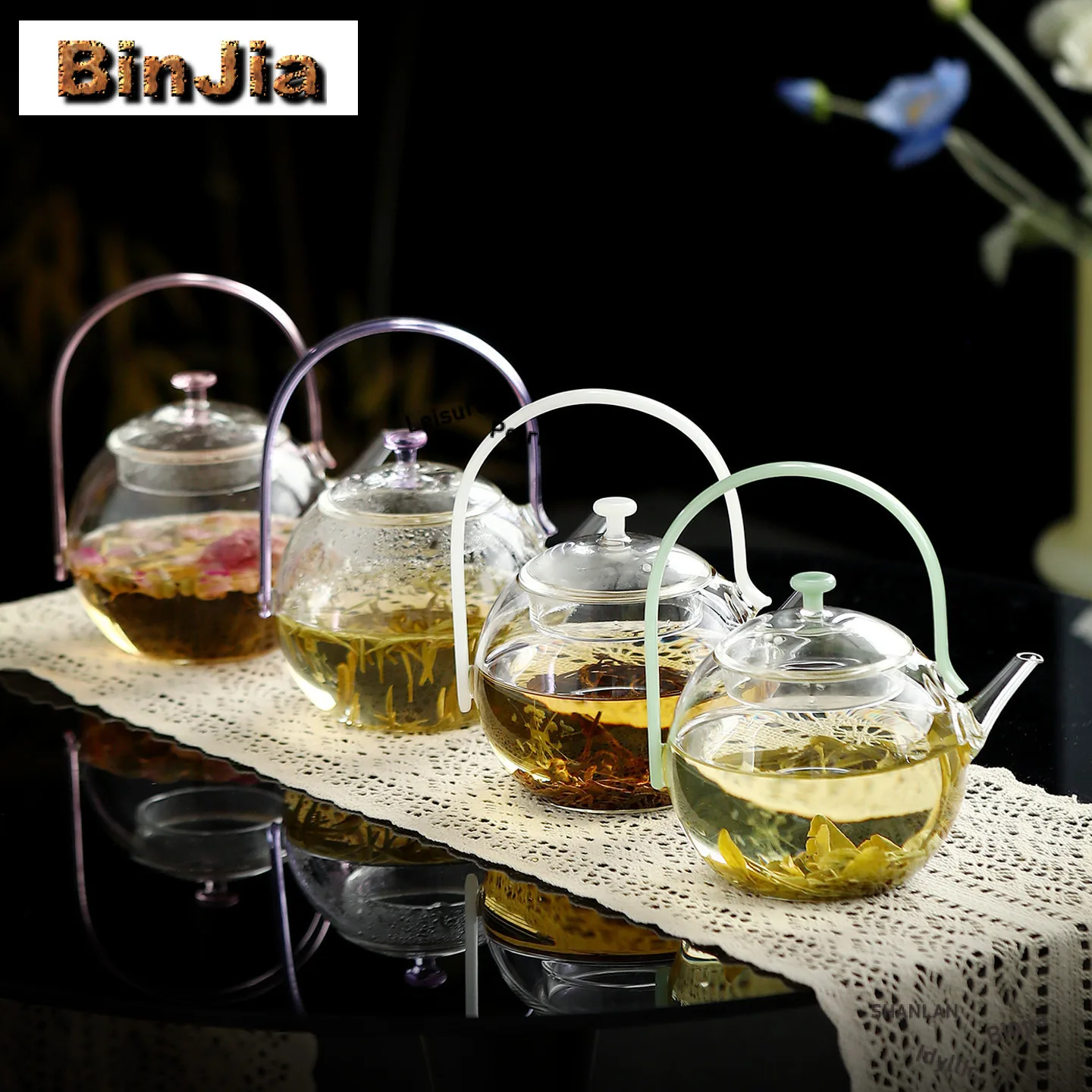 

700ml High Borosilicate Glass Lifting Handle Teapot Vintage Tea Infuser Pot Tea Maker Kettle With Strainer Tea Items Decoration