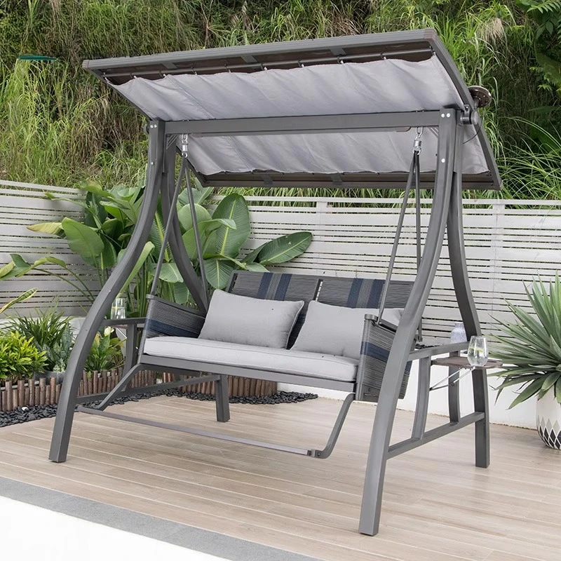 Outdoor Solar Swing Pedal Rocking Chair Terrace Garden Double Stand Waterproof Outdoor Balcony Hanging Chair