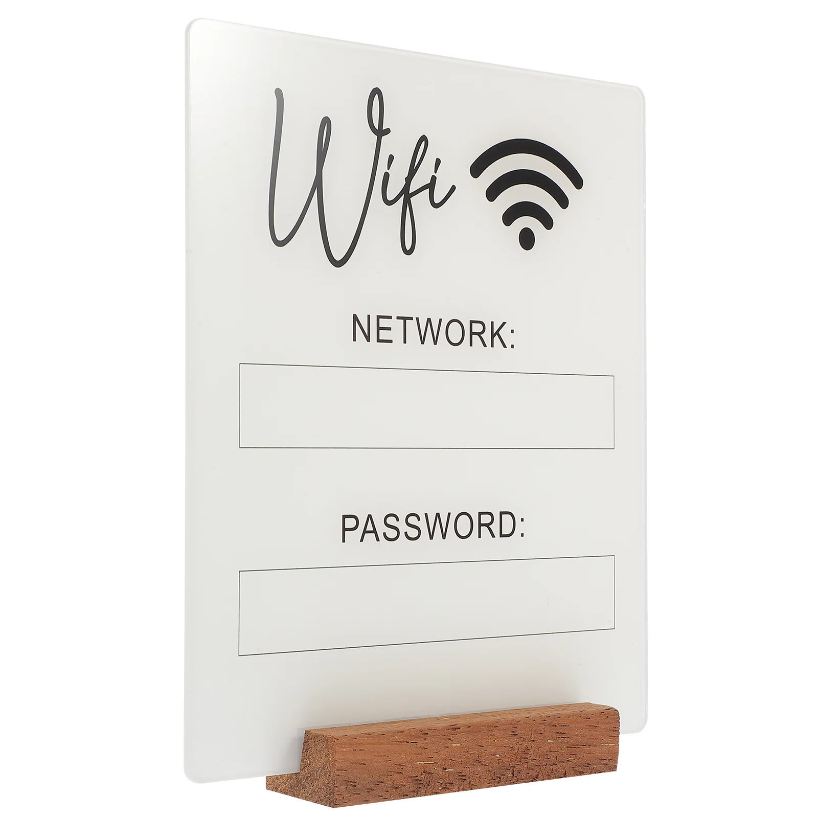 Sinal de senha wi-fi para guestroom hotel rede sem fio token desktop branco acrílico conta e