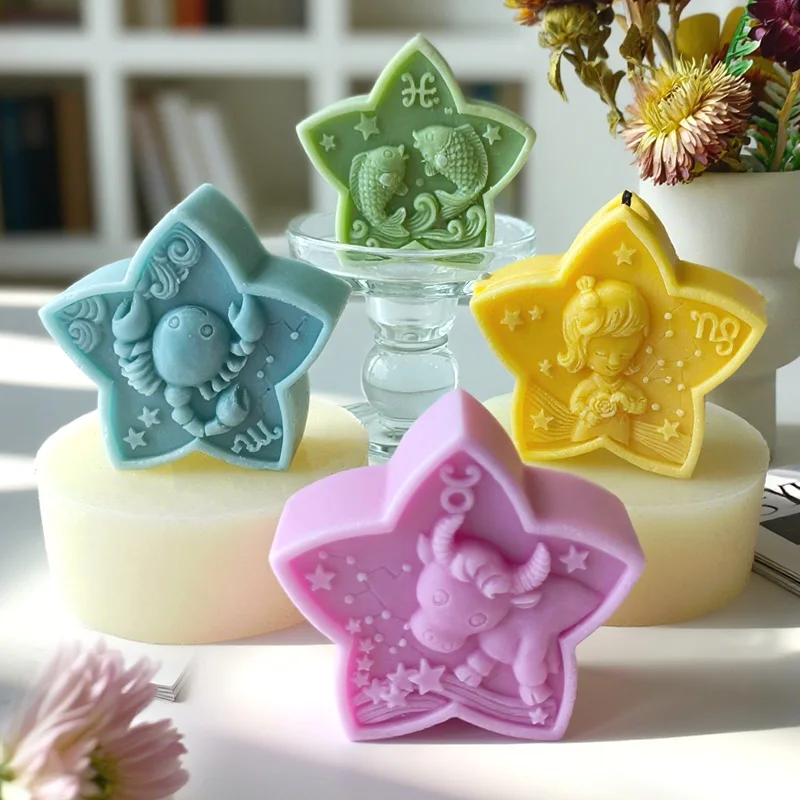 

Twelve Constellation Handmade Soap Silicone Mold DIY Pentagram Scorpio Aromatherapy Candle Gypsum Epoxy Mould