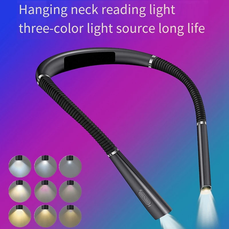 LED Neck Reading Lights, Rechargeable Book Light For Reading, Silicone Arms Neck Lights Reading Lamp For Study