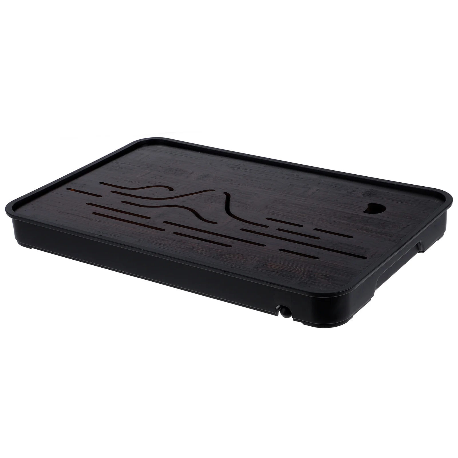 

Japanese Tea Ceremony Accessories Black Tray Bamboo Material Wear Resistant Easy Clean Multi Functional Home Decor Snack