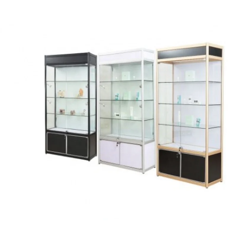 custom.Factory Customized Display Counter Glass Display Retail Store Glass Display Cabinets with LED Lighting for Sale