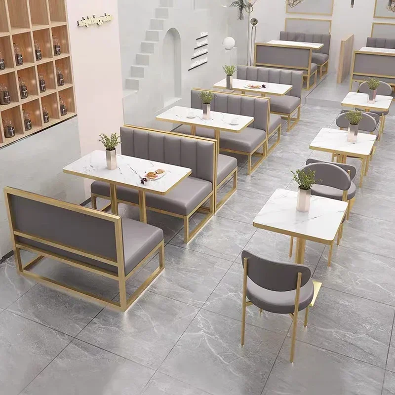 Personalizar cabinas cafetería restaurante asientos muebles PU cabina de cuero marco de metal sofá banco asiento