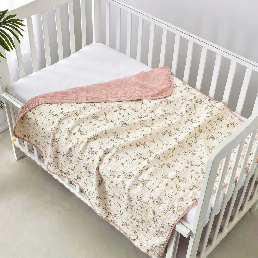 High Quality Cotton Swaddle Blanket 4 Layer Ruffled Lace Stroller Blanket Soft Gauze Swaddle Wrap Newborn