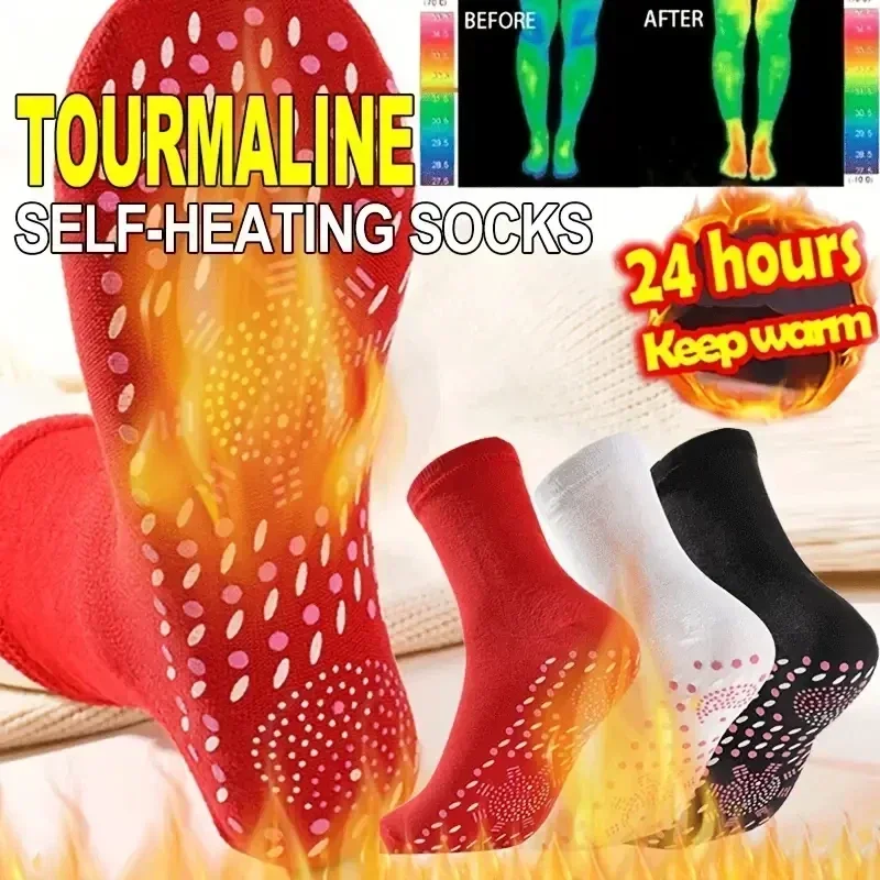 1/5pairs Winter Tourmaline Self-Heating Sock Thermal Heated Socks Elastic Thicken Slimming Health Socks Magnetic Therapy Socks