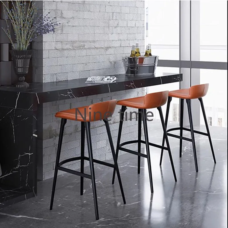 

Nordic Retro Bar Chairs Leather Design Kitchen Island Industrial Bar Stool Anti Scratch Waterproof Sillas Para Comedor Furniture