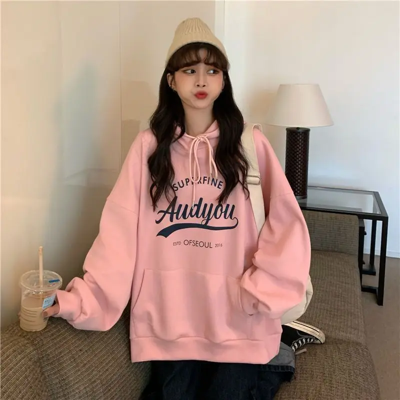 Korean Version Retro Letter Print Cardigan Hoodies Y2k Female Tide Autumn Winter With A Hundred Couples Streetwear Hoodie Tops