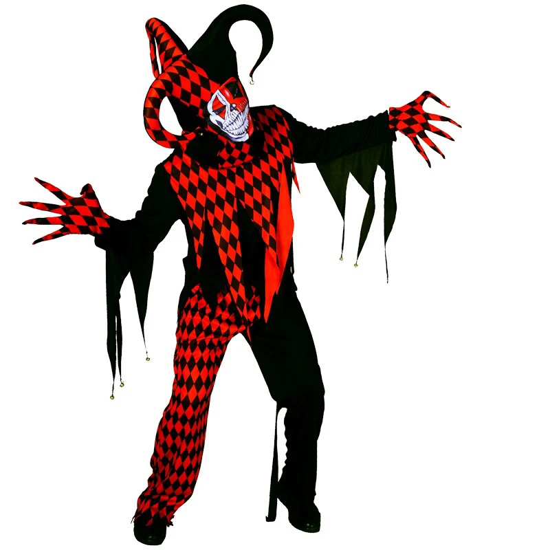 Costumes de Clown maléfique pour fête d'halloween, Costume effrayant pour femme, tenue d'horreur pour jeu de rôle Purim, Costume de Cosplay pour hommes et femmes adultes