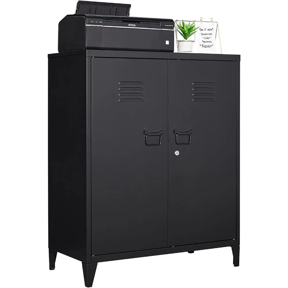 

Шкаф для домашнего офиса с дверцами и регулируемыми полками, шкаф с блокировкой и регулируемыми выравнивателями ножек