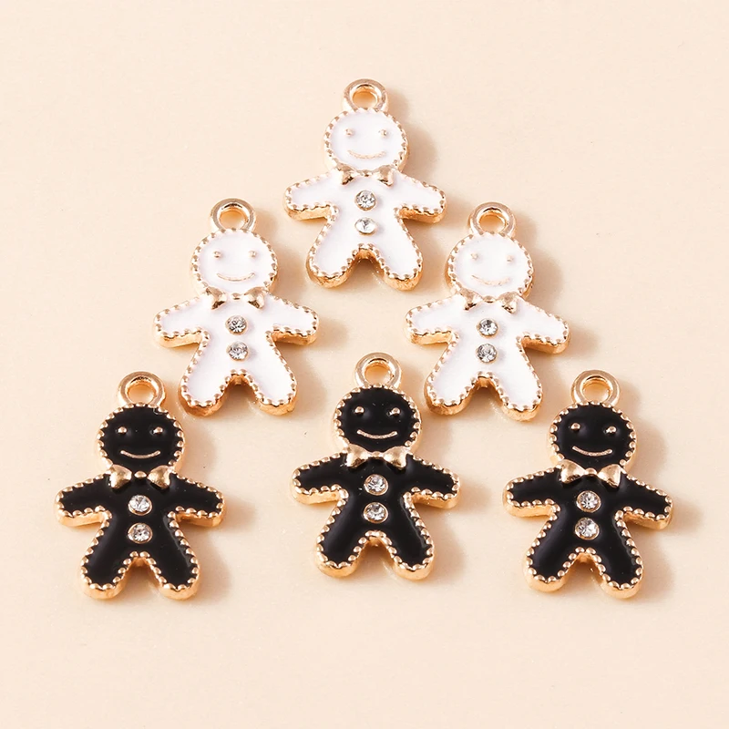 20 Stück 12x19mm Niedliche Kleine Emaille-Weihnachts-Lebkuchen-Anhänger für Schmuckherstellung, Halsketten, Ohrringe, DIY-Bastelbedarf – Detail 7