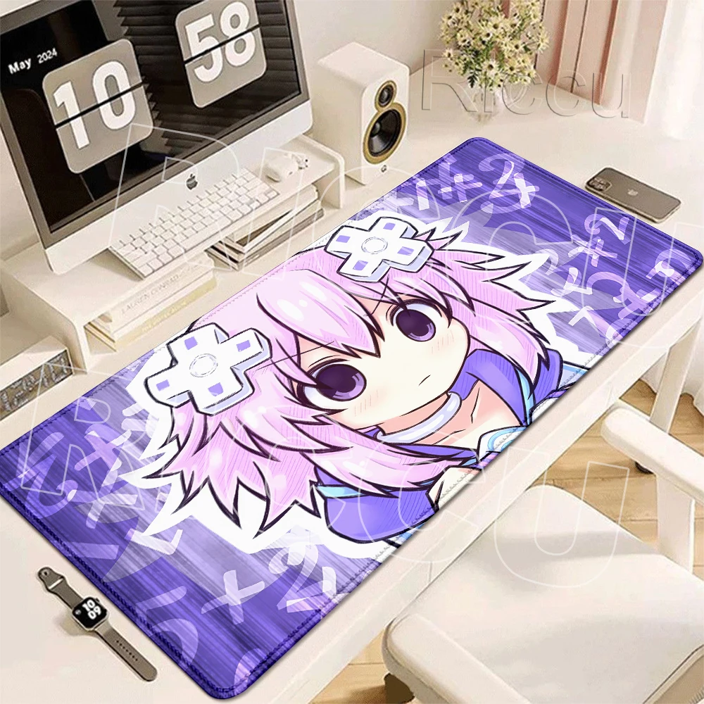 N-Neptune Anime Girl H-Hyperdimension Mouse Pad Game HD Table Pad Extended Gaming Computer Keyboard Protection Stitched Edge Mat