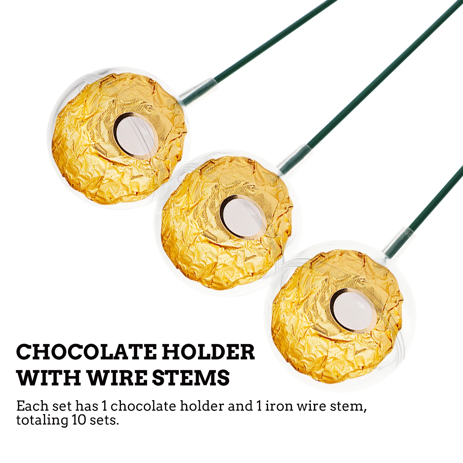 

10Sets Chocolate Packaging Bouquet Clear Holder with Wire Stems for DIY Candy Bouquet Decoration Transparent Muffin Cup Rack