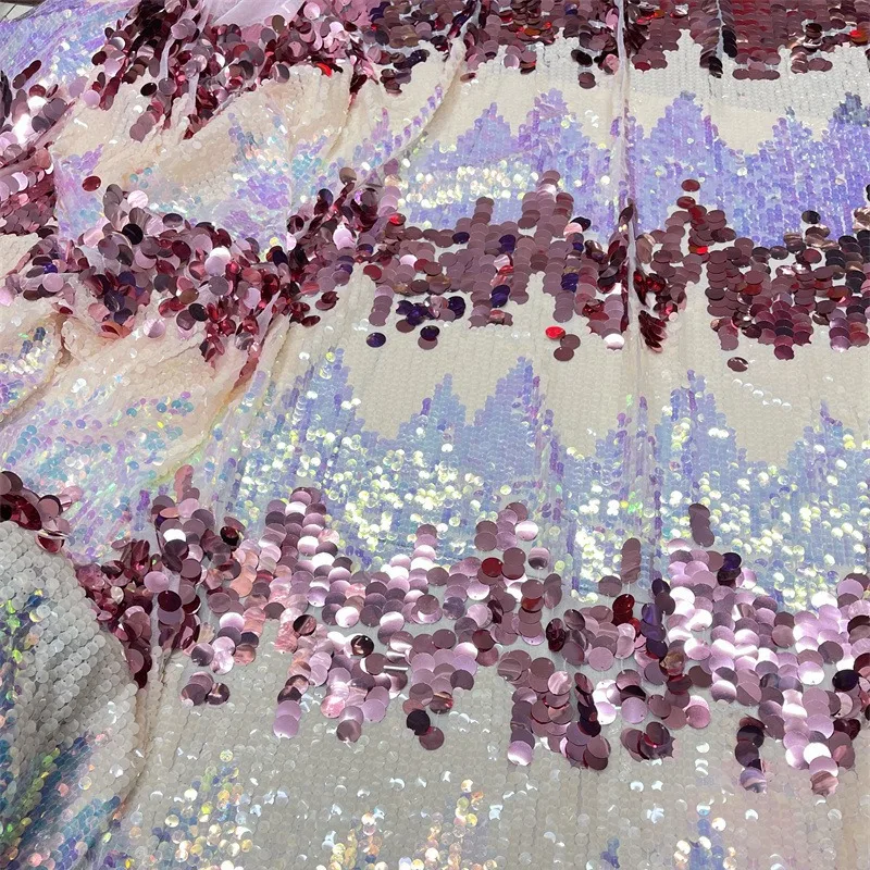 

1 ярд градиент Русалка розовое свадебное платье с большими блестками, сетчатая ткань для выступлений, лоскутное платье, юбка, декор, ткань