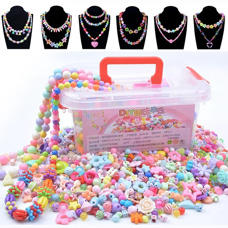 1000Pcs ลูกปัด DIY ของเล่นเด็กกล่องเก็บ Handmade การศึกษาสร้างสรรค์เครื่องประดับสร้อยข้อมือผู้หญิงเครื่องประดับของขวัญของเล่น