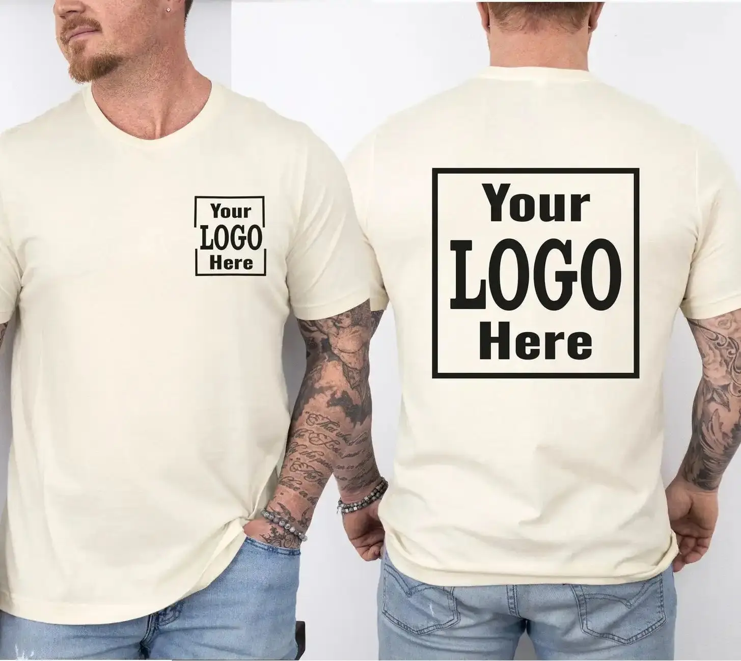 

Custom Your Business Logo or Brand Logo Shirt Unisex Front and Back Logo Personalized Your Design Here Tee Team Logo Shirt