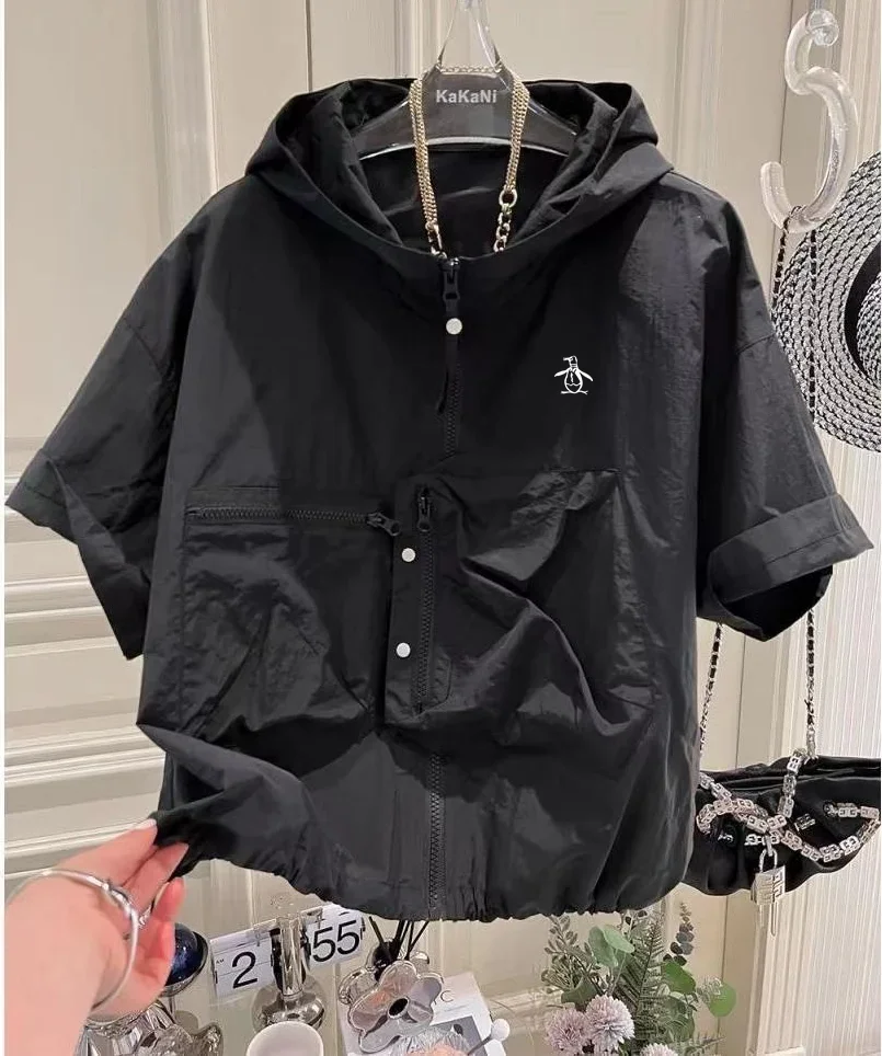 Golf Hooded Sun-protective Jacket for Men and Women New Summer Thin Breathable Short-sleeved Top Outdoor Jacket Golf Clothing