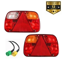 2 Pack 12V Car Trailer Tail Light Rear Stop Brake Fog Light Signal Lamp Wiring Harness 5 Core Cable For Truck  Caravan Lorry Van