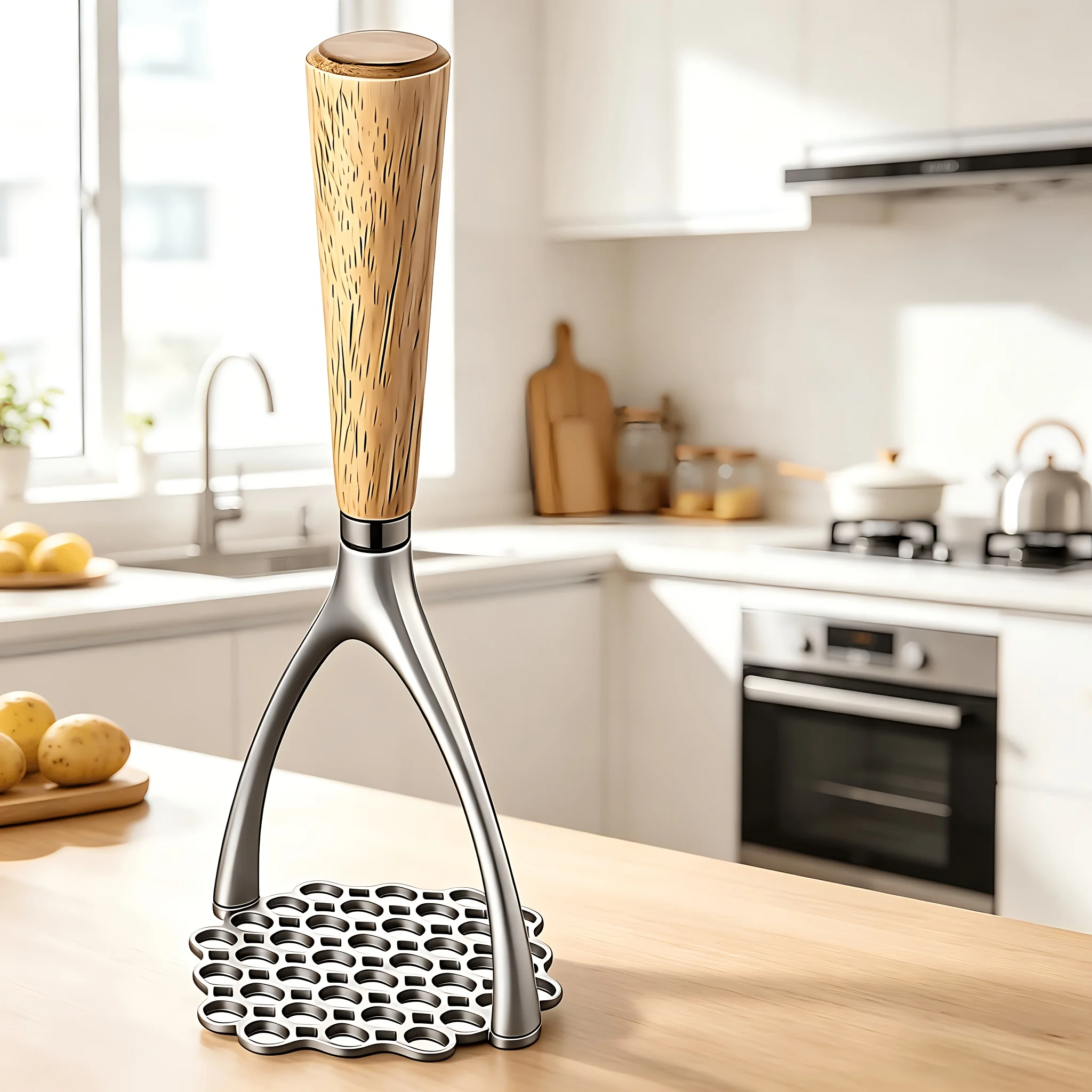 Potato Masher Ricer - قطعة واحدة، أداة هرس البطاطس، أداة