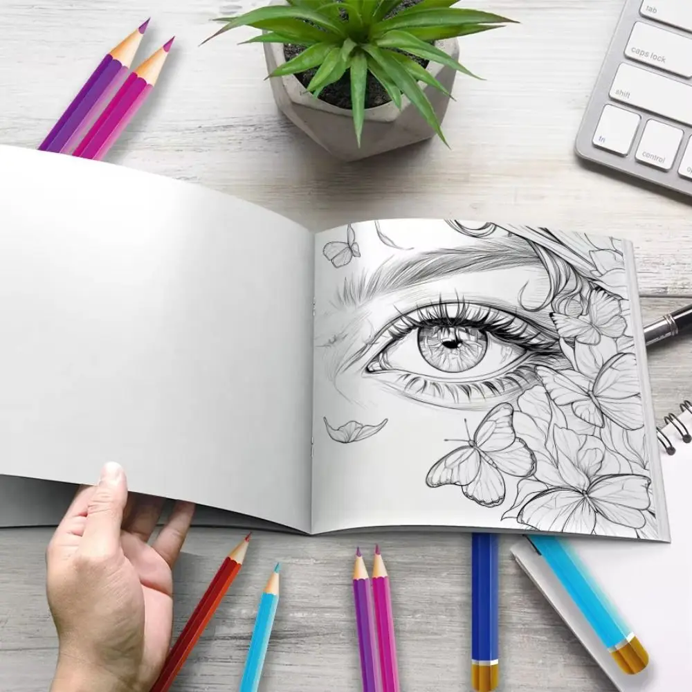 Close-up Eyes Colouring Book Paper Multicolor Theme Art Self-painting Colouring Book Relieve Stress Portable Picture Book