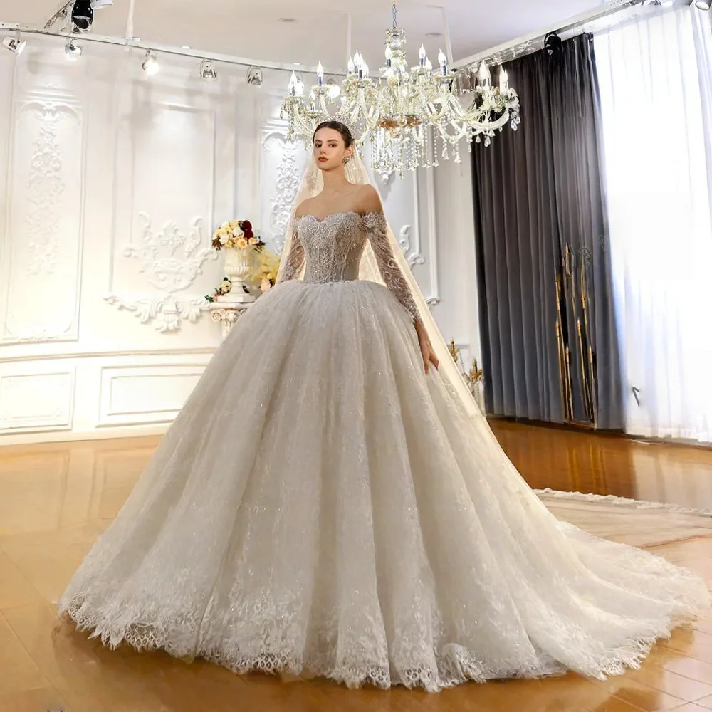 Customized Luxury Off The Shoulder Sleeves Off White Wedding Dresses Amanda Novias Official