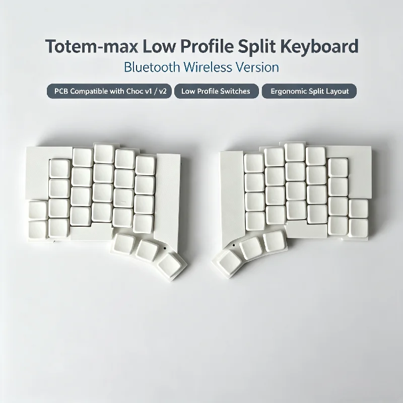 Totem-max Low Profile Split Keyboard - Bluetooth Zmk Choc V1 V2 Ergonomic Wireless Mechanical Keyboard Silent Switch Totem V2