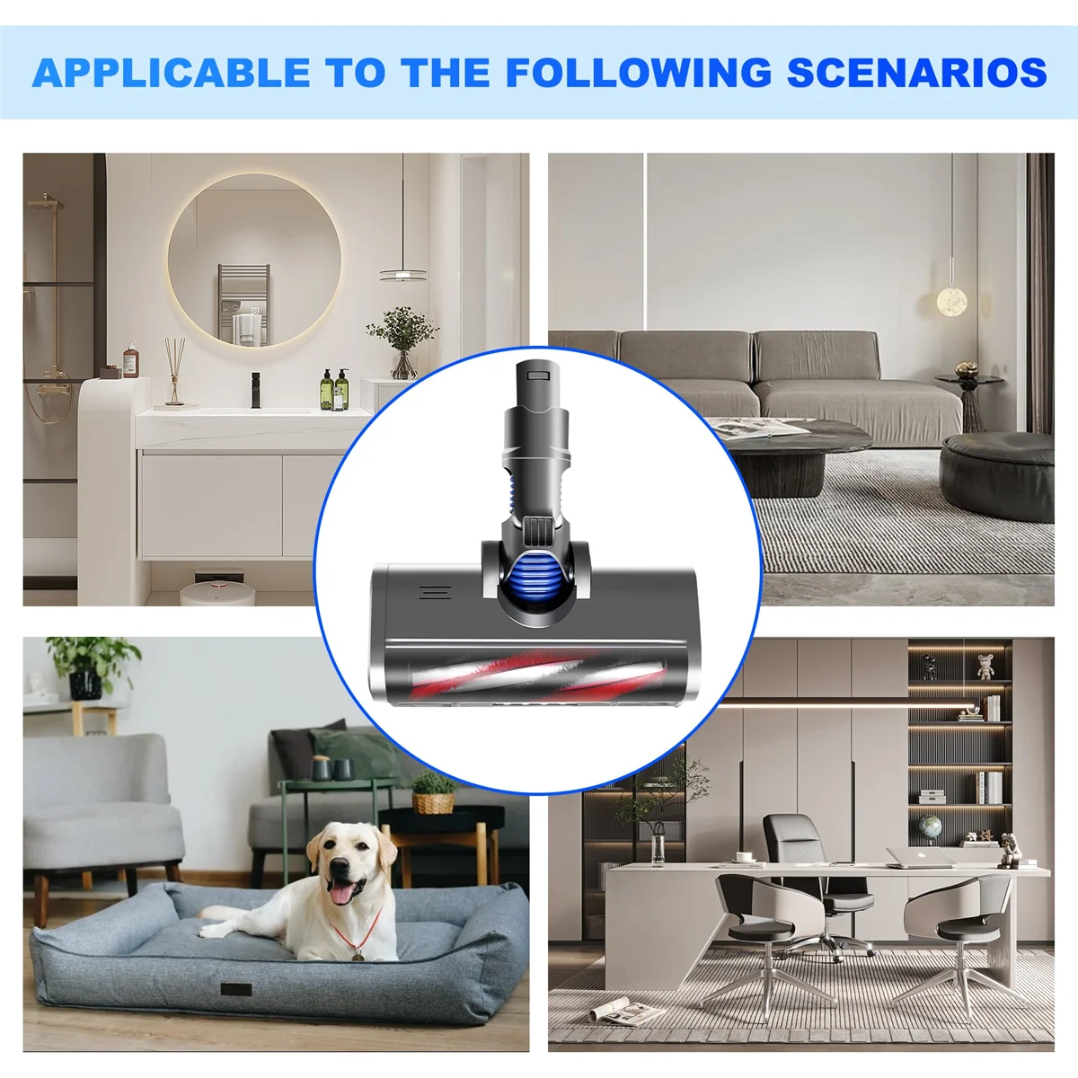 

Top-rElectric Turbo Roller Brush for Dyson V6 DC58 DC59 DC61 DC62 Quick Release Brush with LED Light for Carpets Hard