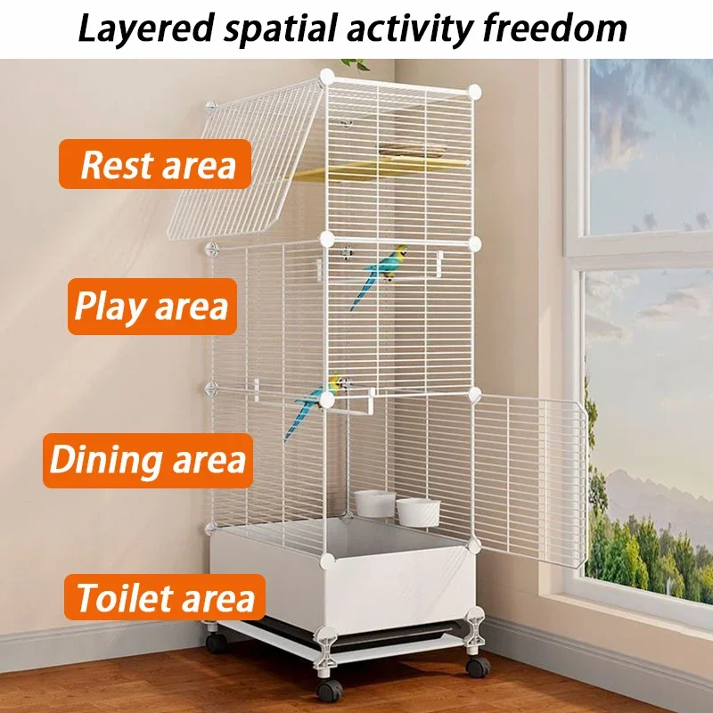 

DIY Indoor Bird Cages Large Metal Iron Bird Cages Divider Parrot Thrush Villa Luxury Birdcage Anti Splash Food Pet Supplies