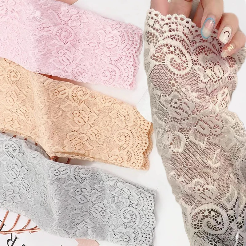 

Сексуальные кружевные УФ-рукава на солнечной батарее, женские длинные перчатки без пальцев, летние эластичные варежки для вождения, против солнечных ожогов, варежки на запястье