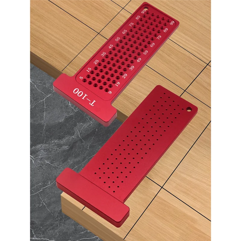 

B03C-2Pcs Деревообрабатывающий квадратный комплект - 3D многоугольный столярный квадратный транспортир и Т-образная линейка с квадратными отверстиями, метрическая прочная