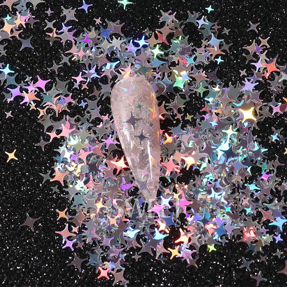 1 حزمة الليزر الفضة ستار مسمار بريق رقائق المجسم فراشة شكل شرائح سباركلي فليك Paillette سحر الديكور مانيكير