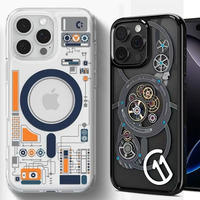 Shockproof Magsafe Case for iPhone 16 Pro Max 15 14 Plus 13 Lab C11 3D Circuit Board Wireless Charging Magnetic Clear Cover