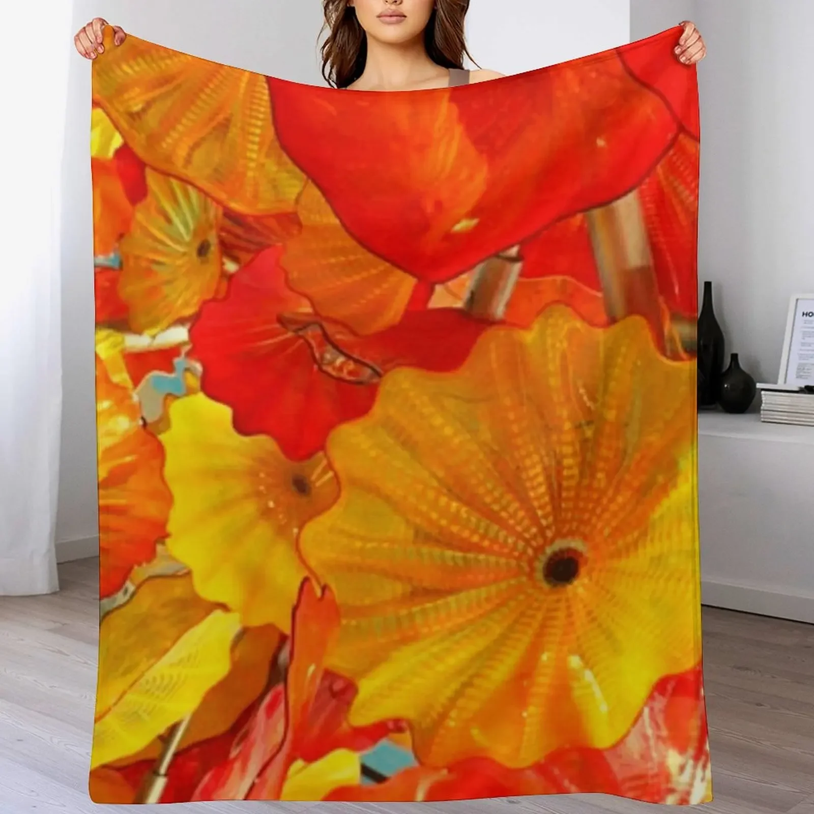 Chihuly Art Red And YellowA-line Dress Throw Blanket Sofa Quilt Plush Sofa Luxury St Blankets