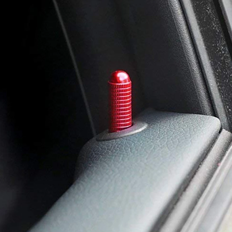 

4Pcs Red Aluminum Bolt-On Replace Door Lock Knobs For Mercedes CLA GLA Class (W117 C117 X156)
