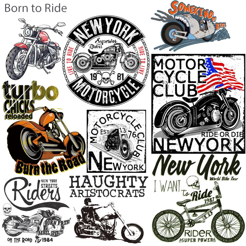 Motorcycle Rider Clothing Thermal Paste Sheet Iron Patch Design Luxury Custom Patch Heat Transfer Sticker for T Shirts