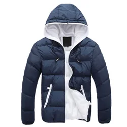 2025 Men's Hooded Jacket Casual Cotton Parka Coat Spring Thin Hooded Cotton Padded Jacket Windproof Outdoor Travel Outwear Male