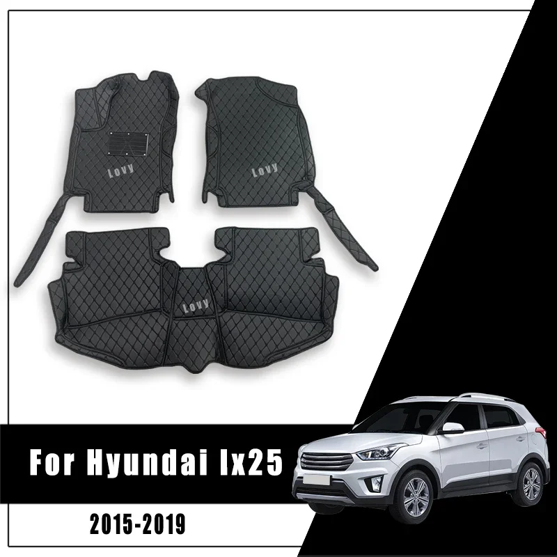 

Автомобильные коврики для Hyundai Creta IX25 2019 2018 2017 2016 2015 2014, аксессуары для интерьера автомобиля, кожаные водонепроницаемые коврики для стайлинга