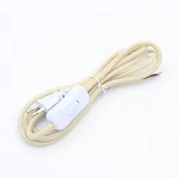 AC 220-250V Fabric Textile Cord With EU Plug on off Switch 2m Power Cords