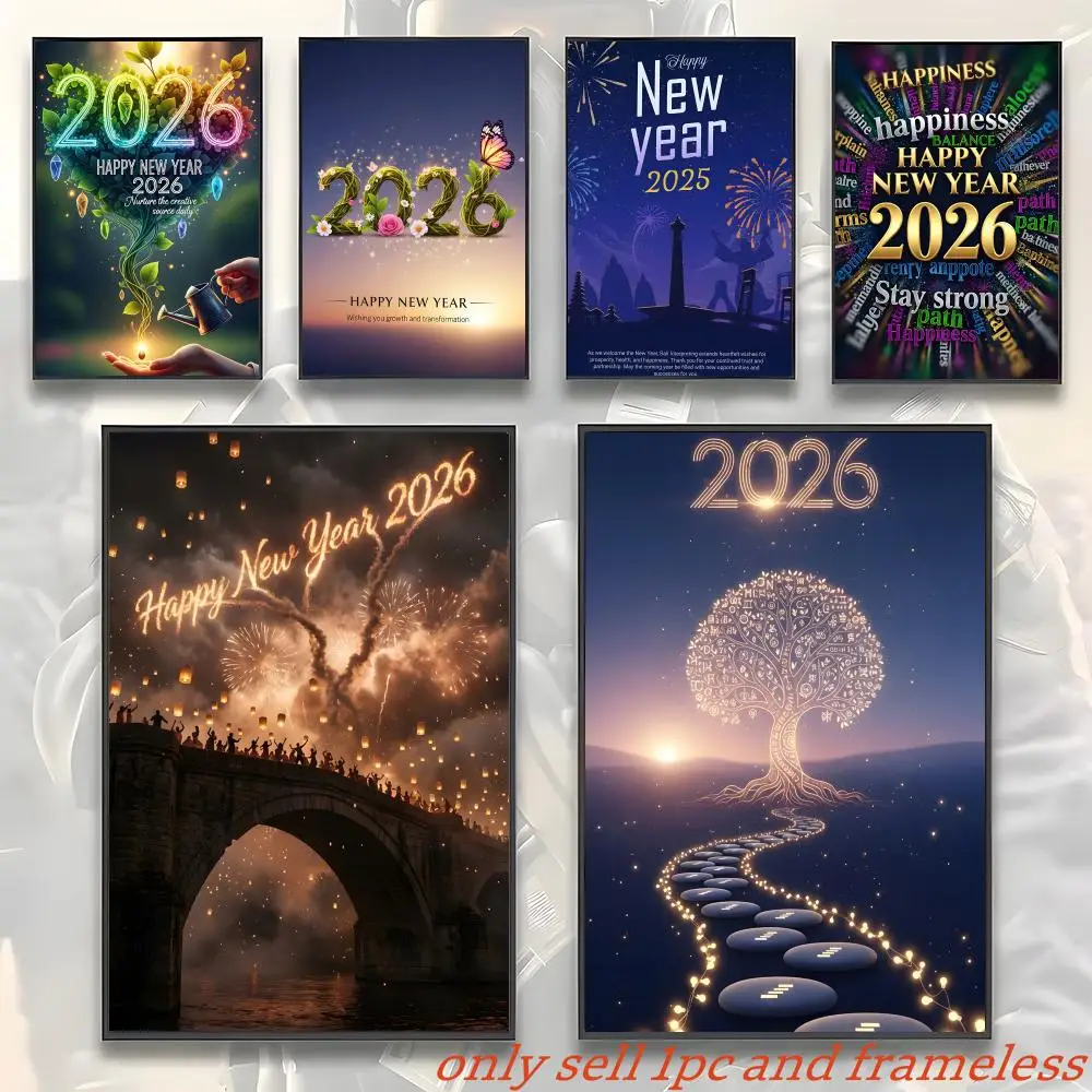 Celebrating the New Year 2026 Happy Day Poster Gift with prints Home bedroom living room decoration promotion and display