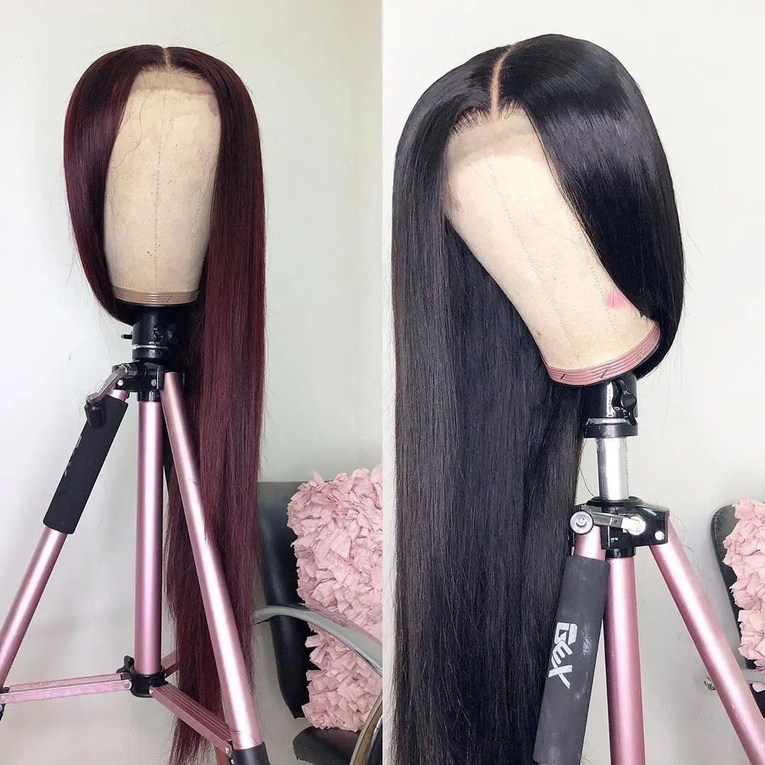 18 36 42 Inch Bone Straight Lace Frontal Wig 180 Density 13x4 13x6 360 HD Transparent Lace Brazilian Human Hair Wigs Glueless Pre Plucked Natural Hairline For Women