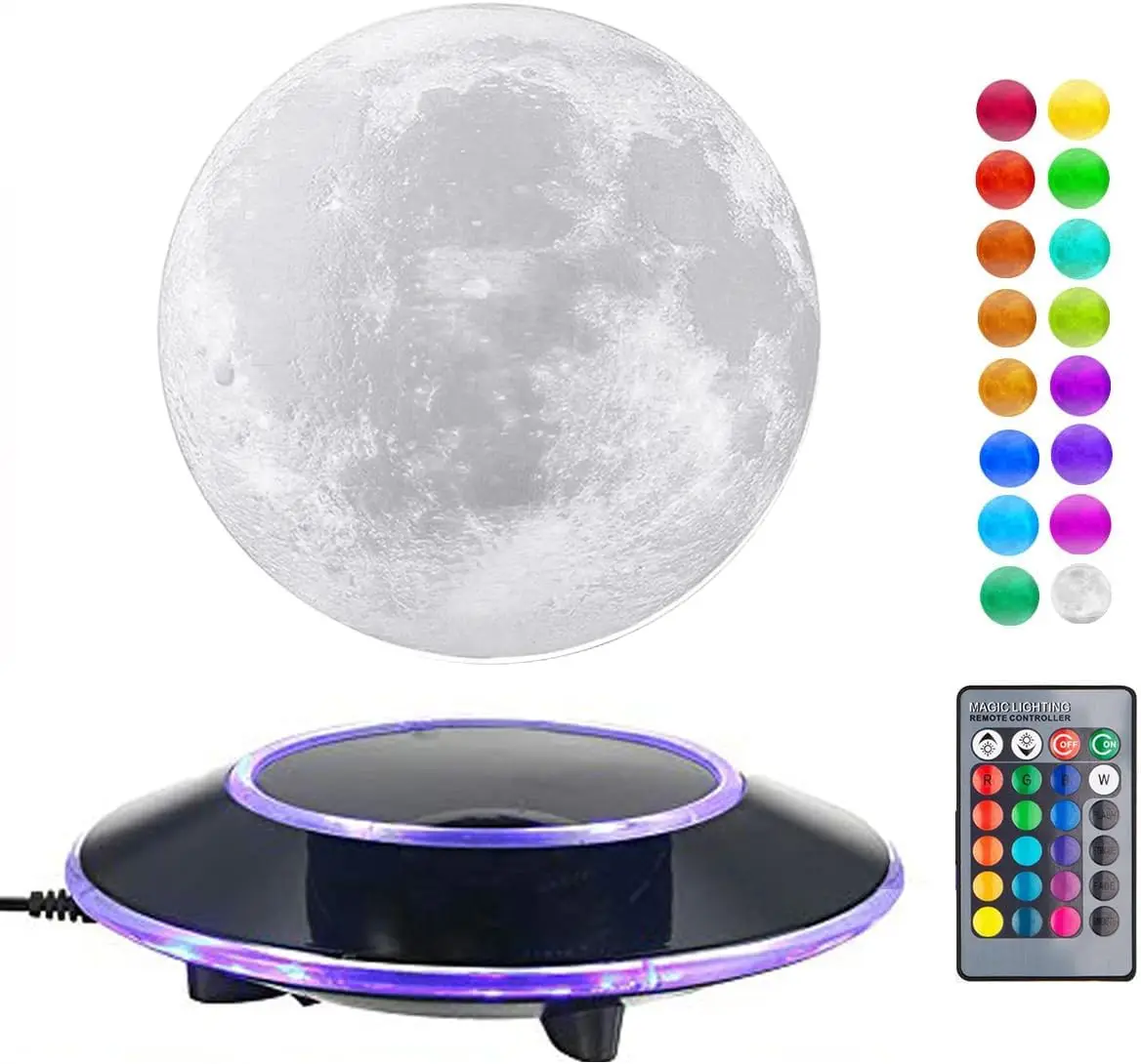 

Floating Moon Lamp with 16 Color LED Lights, Spins in Air for Home Decor and Unique Gifts