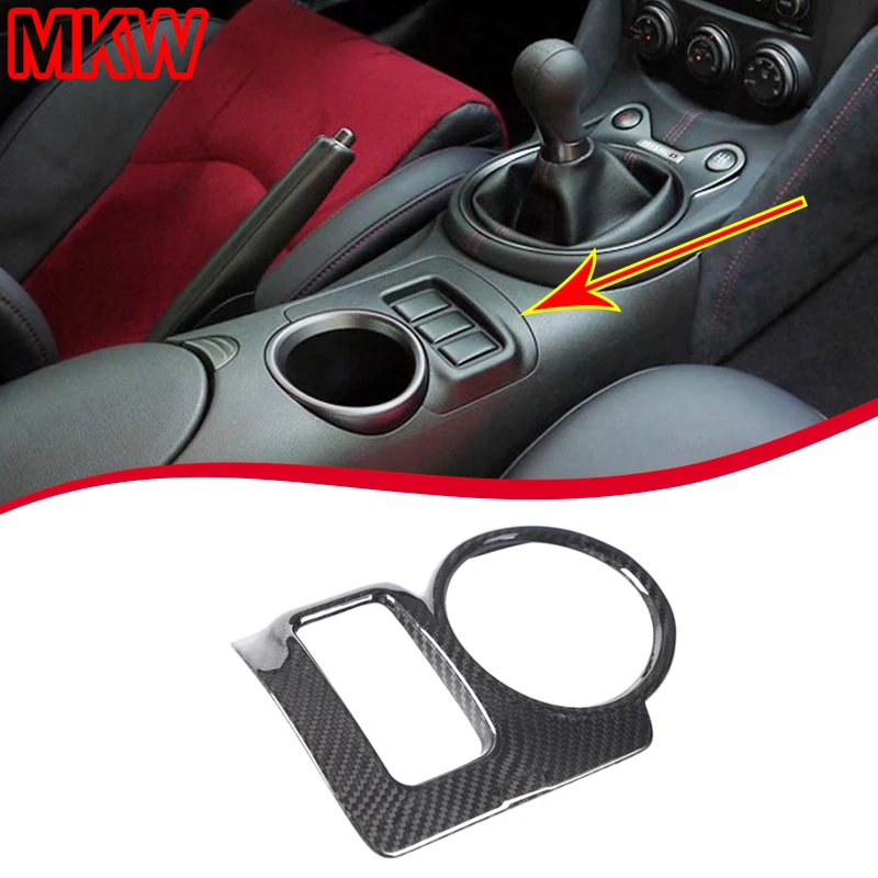 

For Nissan 370Z Z34 2009-2020 Real Carbon Fiber Car Center Console Cup Holder Frame Cover Trim Car Interior Accessories