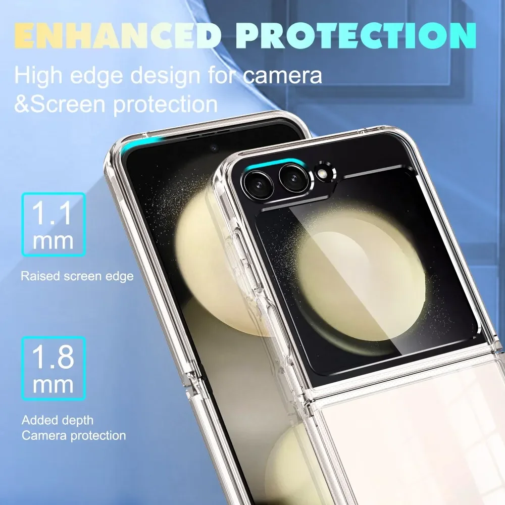 For Samsung Galaxy Z Flip 3 4 5 6 5G ZFlip6 Case Transparent Folding Shockproof Protection Hard Back PC Cover Accessories Funda