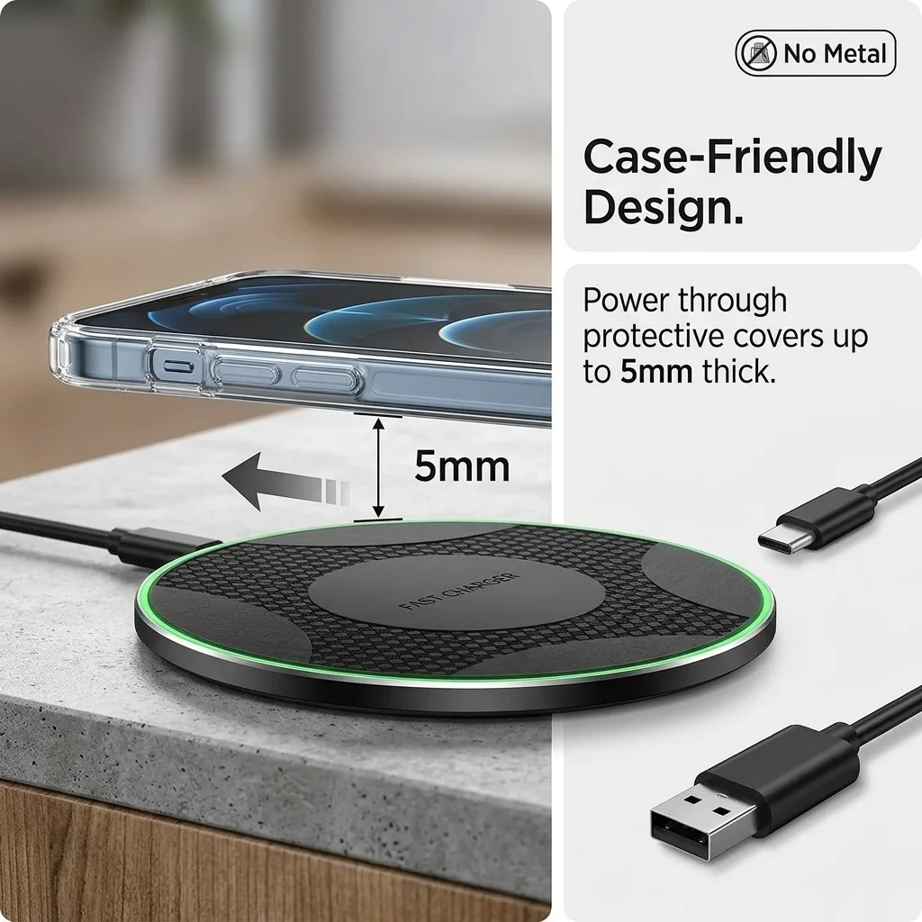 Wireless Charger For iPhone 18-12Pro XS Max X XR Induction Fast WirelessCharging Pad For Samsung S XiaomiType C