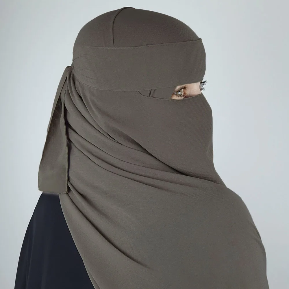 Niqab-respirável Chiffon Face Cover para mulheres muçulmanas, costas arredondadas, longo Hijab, véu leve, EID, Ramadã, atacado, alta qualidade