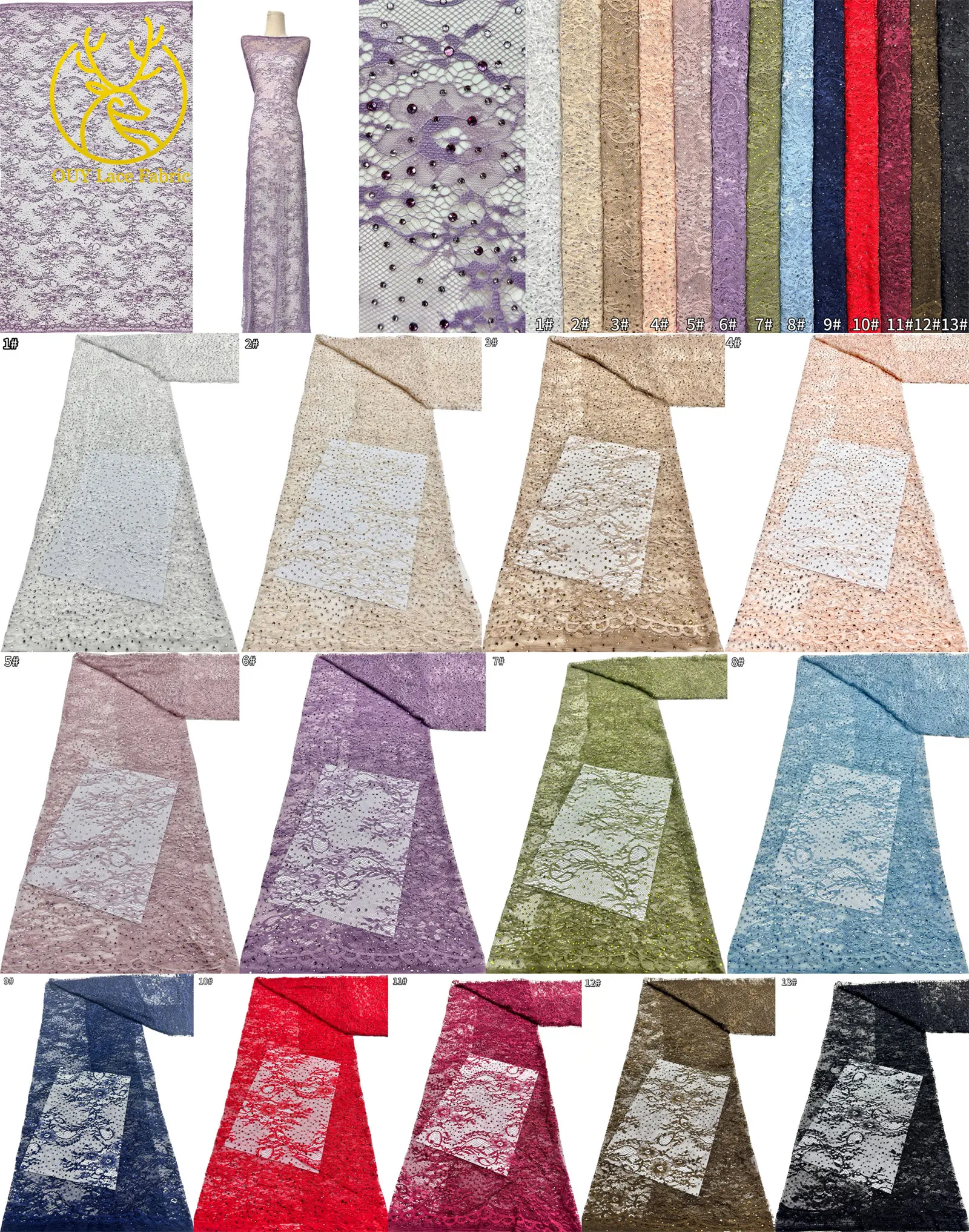 5 Yards französische Stickerei-Tüll-Diamantspitze, nigerianische afrikanische Pailletten-Perlen-Spitze für Damen, Partykleid, Hochzeitskleid, Nähen – Detail 37