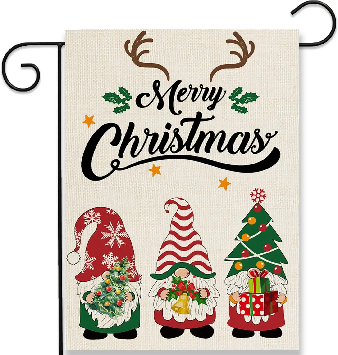 Merry Christmas Garden Flag Gnomes for Outside Yard 12 x 18 Inch Double Sided Burlap Winter Gnome House Flags Santa Clause Welco